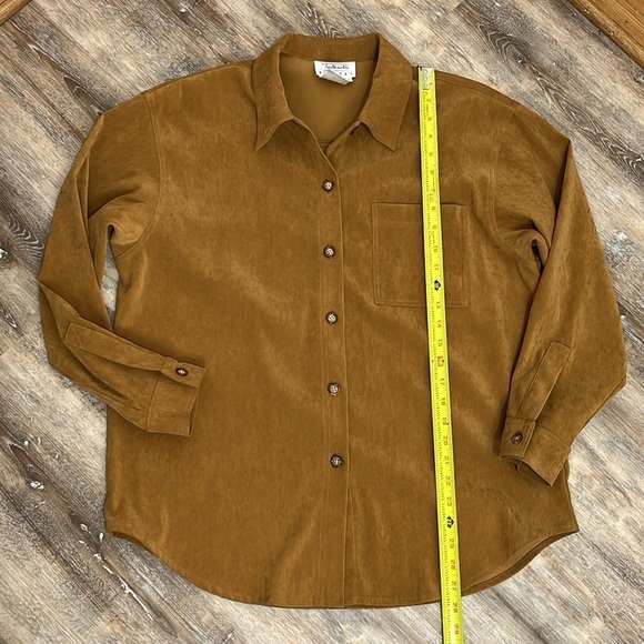 Talbots 2 Piece Matching Set Tan Shirt and Skirt Size 12 Petite - Picture 5 of 15
